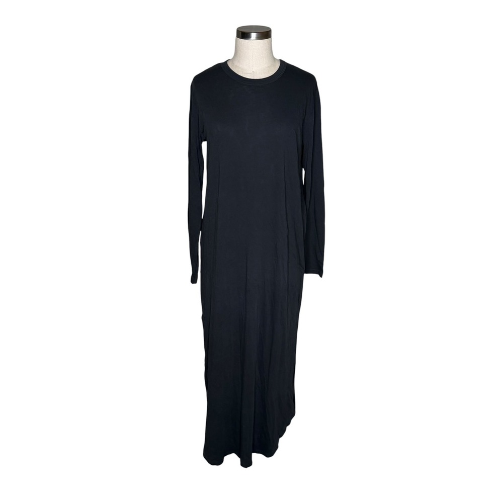 THE GREAT Maxi Dress Black Long Sleeve Cotton Women's 1 US Size Small Minimalist